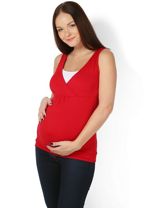 Майка МВ02 красная для беременных и кормящих I Love Mum 1
