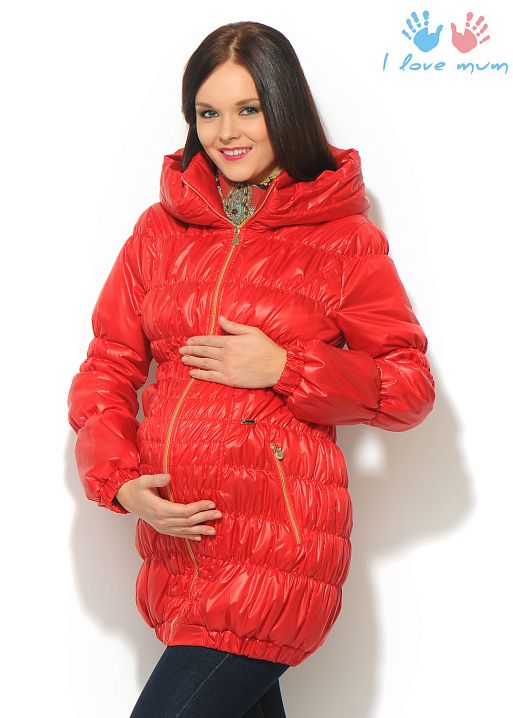 Куртка демис. 3в1 Сандра красная для беременных и слингоношения I Love Mum 1