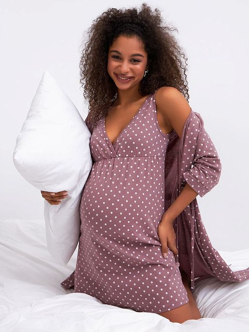 Халат и сорочка для беременных и кормящих в роддом Айрис I Love Mum 13